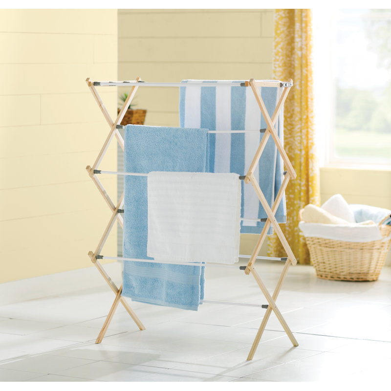 Rebrilliant Pine Wood XFrame FreeStanding Drying Rack & Reviews Wayfair